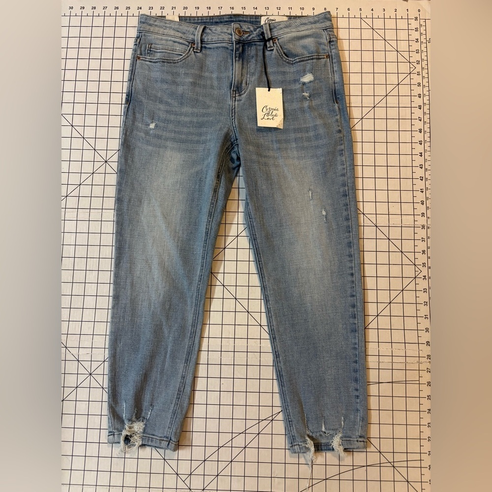 NWT Cosmic Blue Love by‎ Pistola Women’s 30P Roadrunner Distressed Cropped Jeans